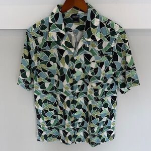 Todd Snyder Geometric Green Patterned Men's Shirt sz L